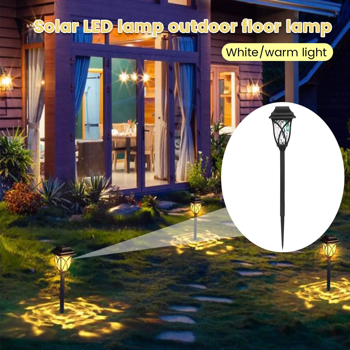 

2pcs Solar Path Light Outdoor Solar Lantern IP55 Waterproof Solar Lawn Lamp Auto ON/OFF Landscape Stakes Light LED Decorative