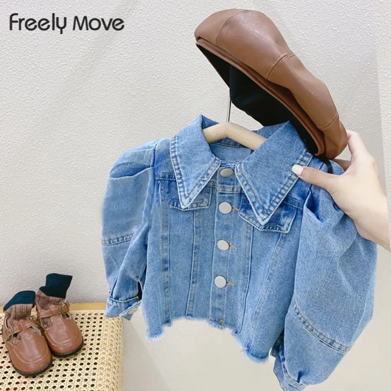 

Freely Move Fashion Denim Jacket For Girls Fashion Coats Children Clothing Autumn Baby Girls Clothes Outerwear Jean Jackets Coat