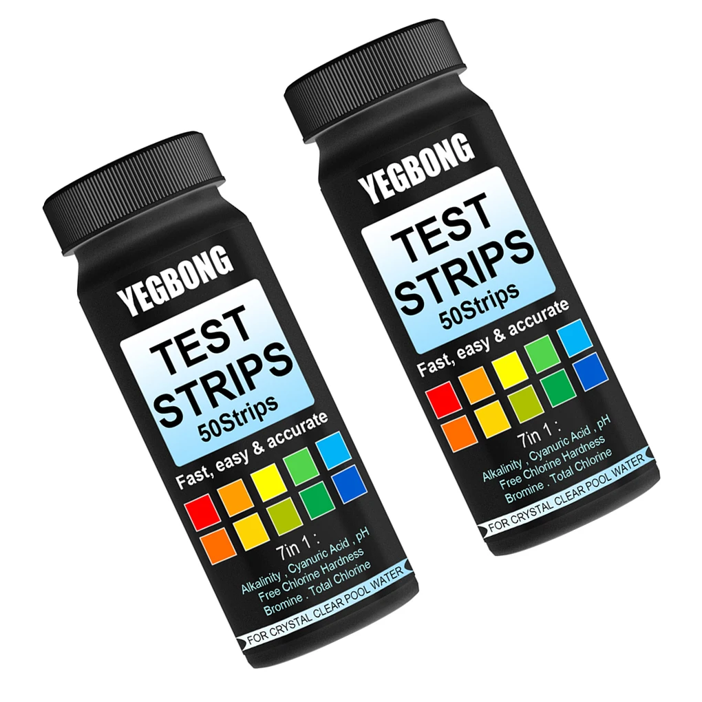 

100 Pcs 7 In 1 Swimming Pool Test Strips PH SPA Water Maintenance Paper