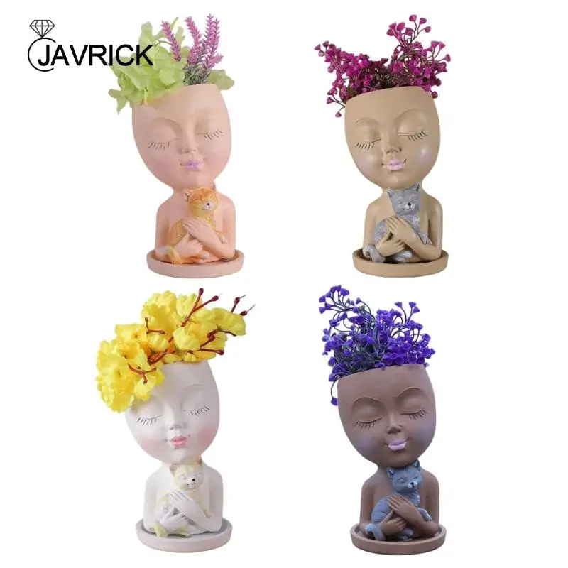 

Girl Flowerpot Planter Succulent Plant Flower Pot Container Holder Resin Craft