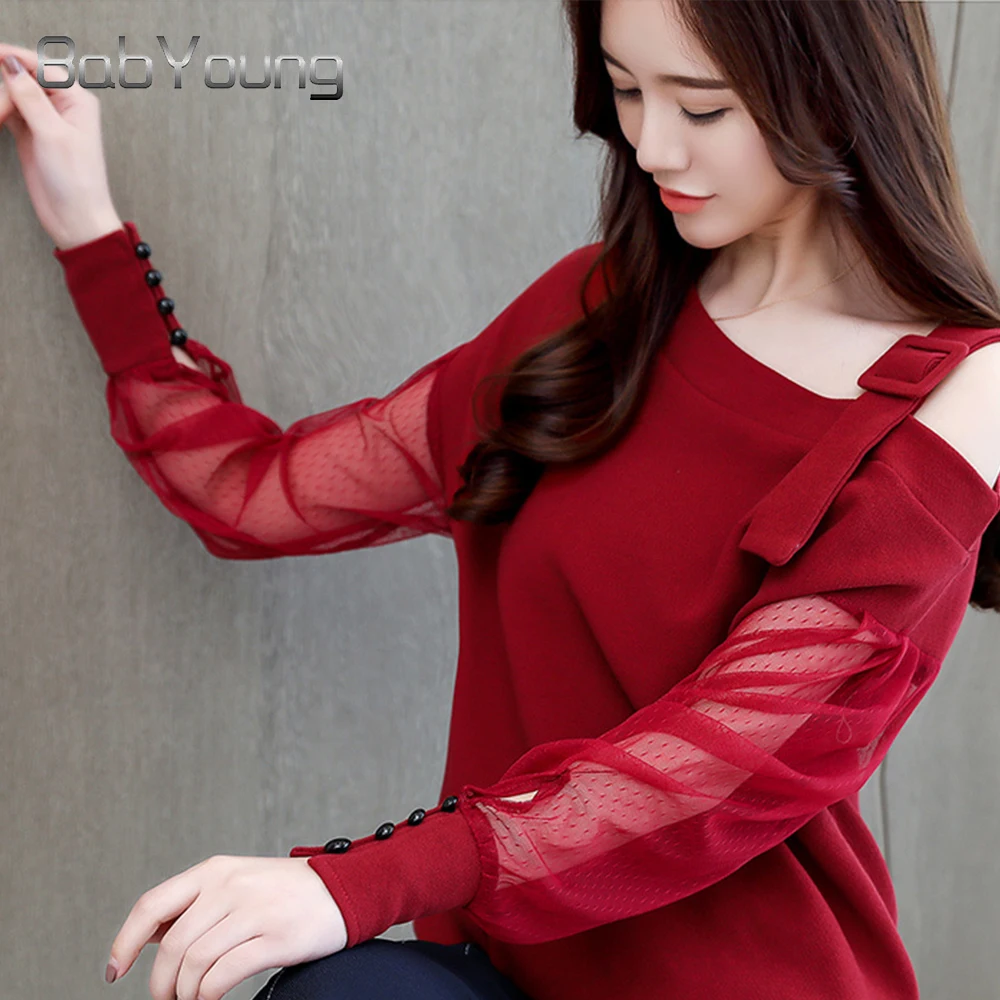 

Женские топы BABYOUNG, модные женские блузки 2022, пикантный топ с открытыми плечами, однотонная женская блузка, рубашка, женская одежда 1224 40