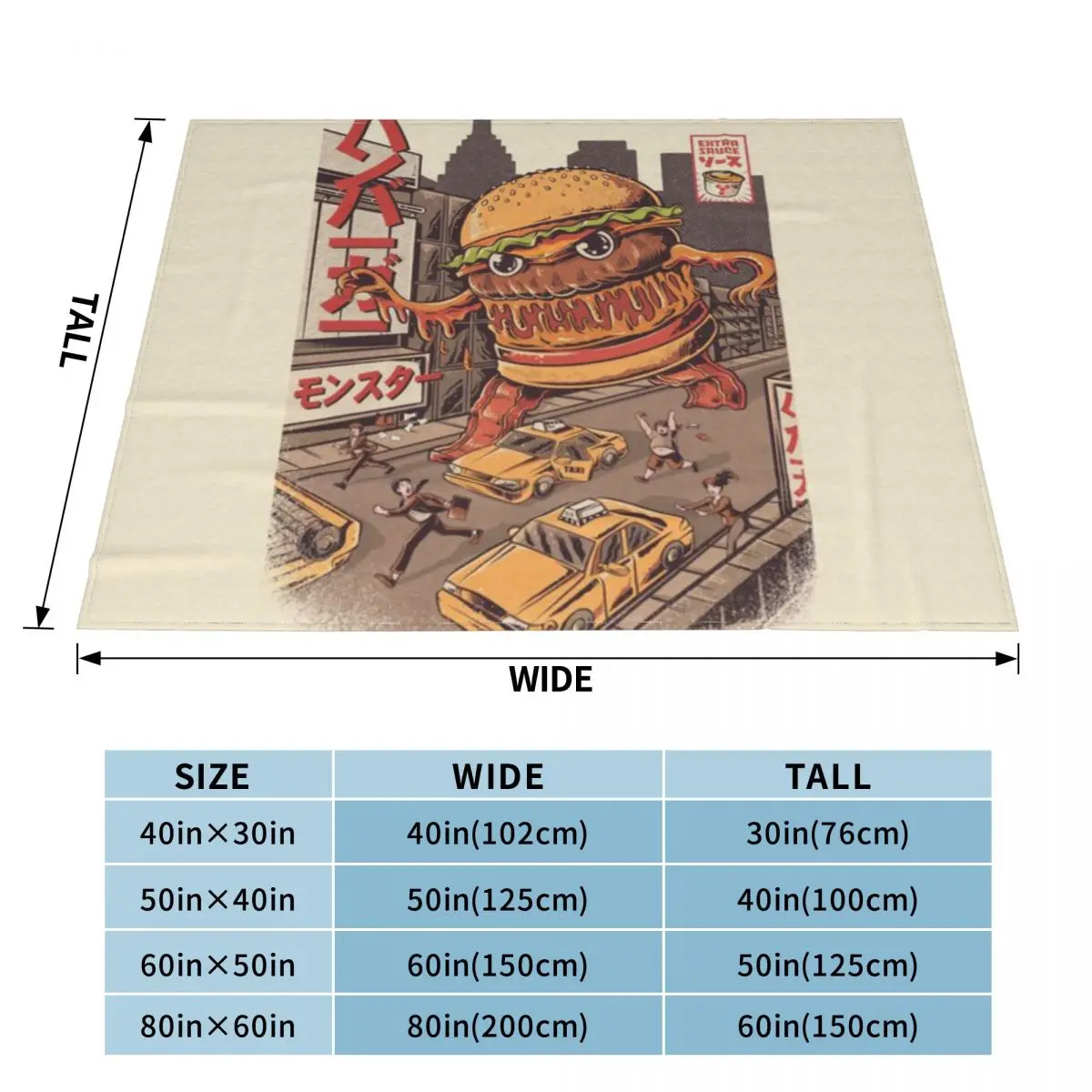 Ультрамягкое Флисовое одеяло BurgerZilla An