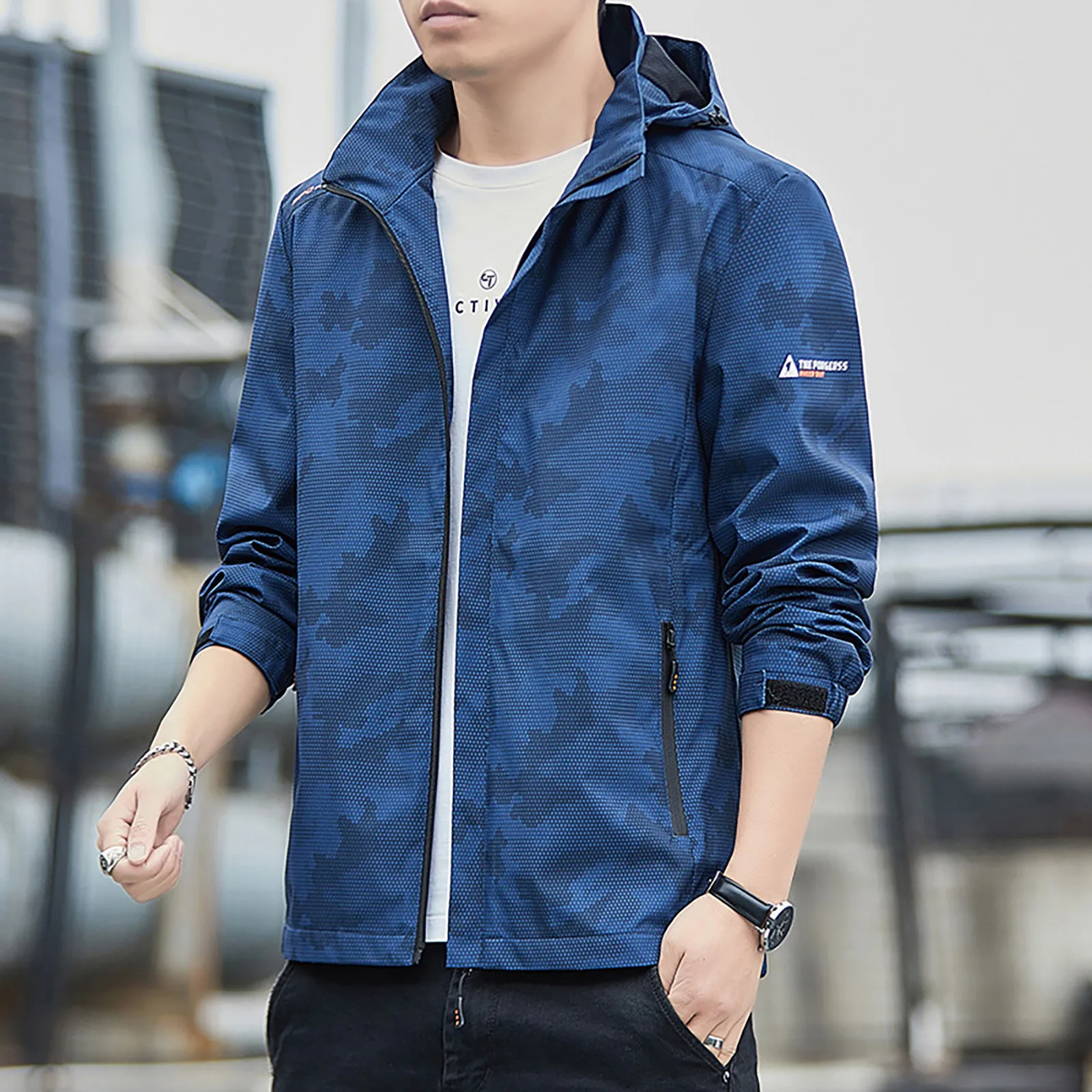 Мужская однотонная ветрозащитная повседневная спортивная Свободная куртка с