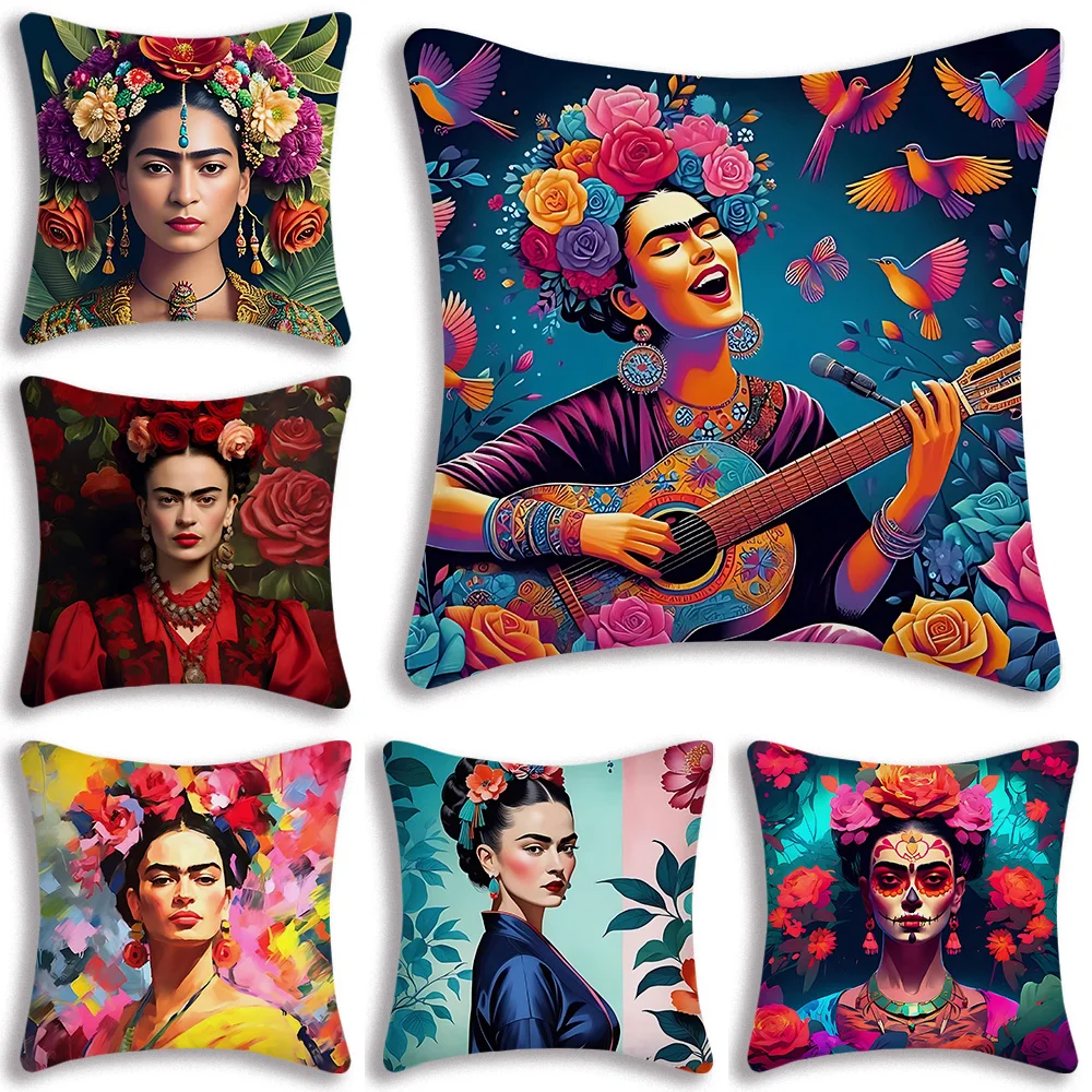 Pillow Covers Cartoon F-Frida Sofa Decorative Home Double-sided Printing Short Plush Cute Cushion Cover