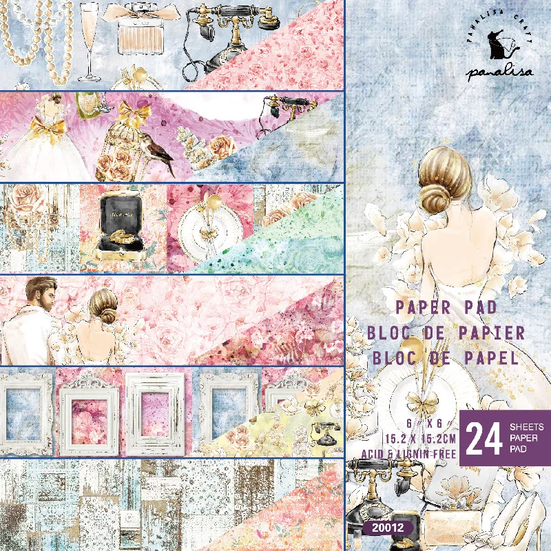 

24 Sheets 6"X6" Vintage Wedding Themed Background Paper DIY Scrapbook Primer Collage Diary Album Gift Wrap Decoration