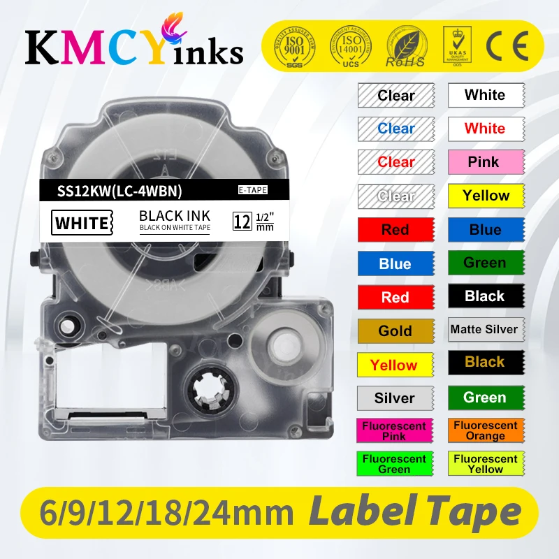Флуоресцентные цветные этикетки KMCYinks лента совместимая с SS12KW EPSON LW-300 LW-400