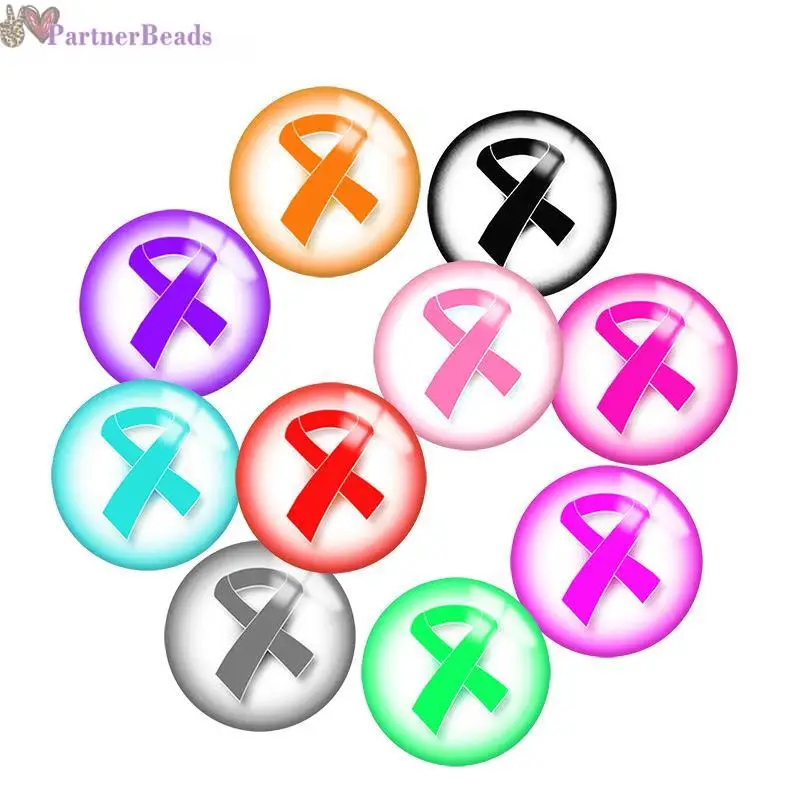 

Ribbon Round Photo Glass Cabochon Demo Flat Back Making Findings 20mm Snap Button N0011