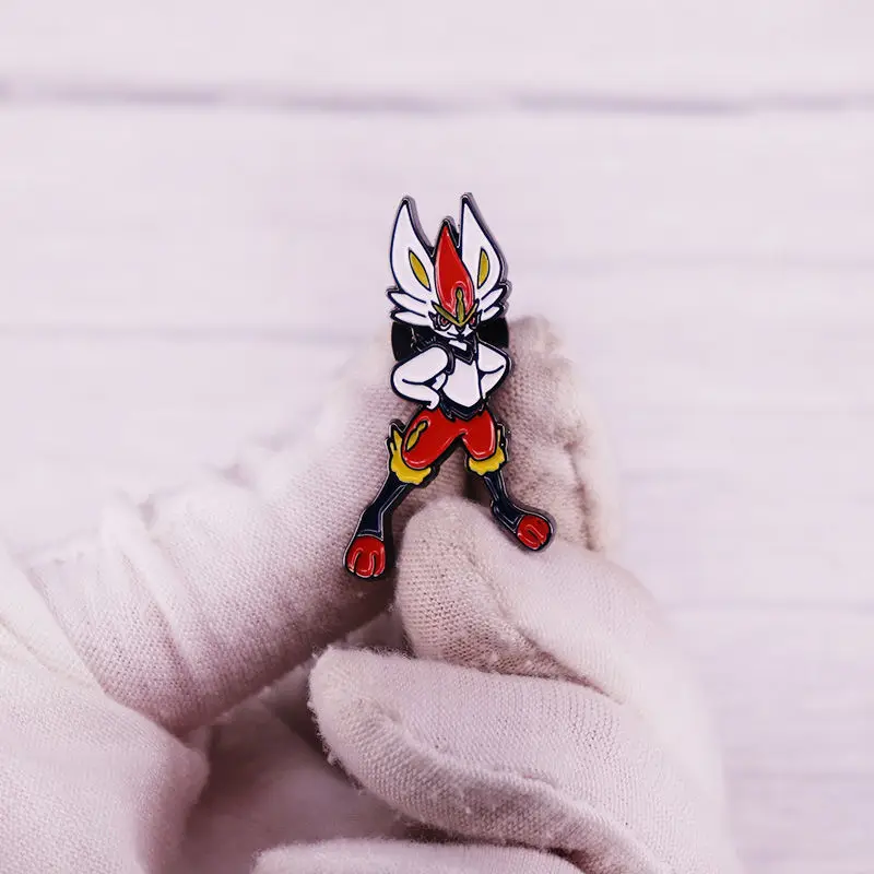 

Anime Figures Pokemon Badges Cinderace Brooch Cartoon Badge Cute Metal Pin Decoration Fashion Schoolbag Jewelry Kid Gifts Toys