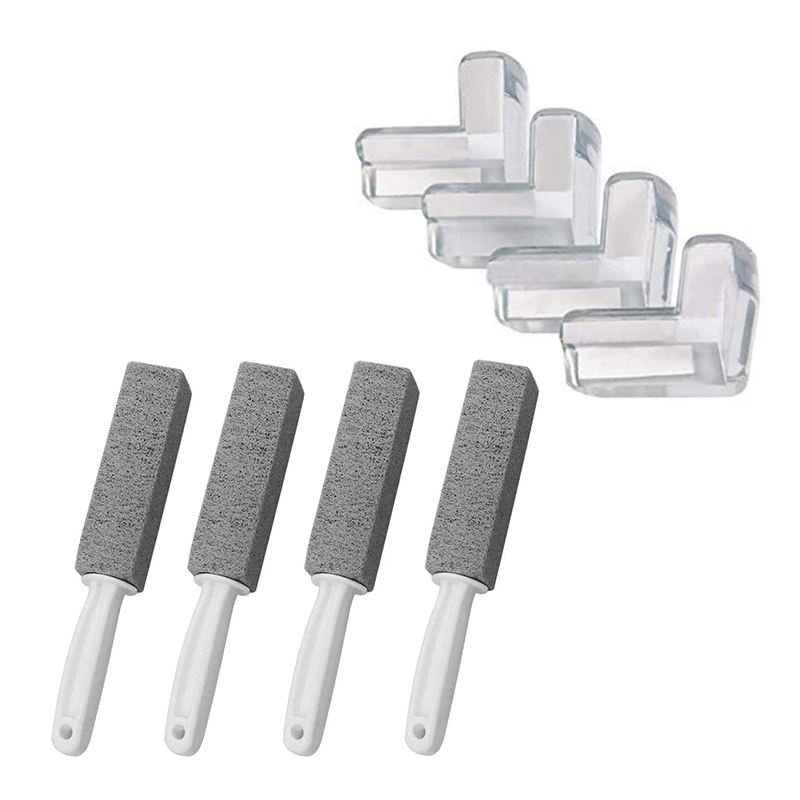 

24 Pcs Clear Corner Protectors With Pumice Cleaning Stone With Handle, Toilet Bowl Ring Remover Cleaner Brush