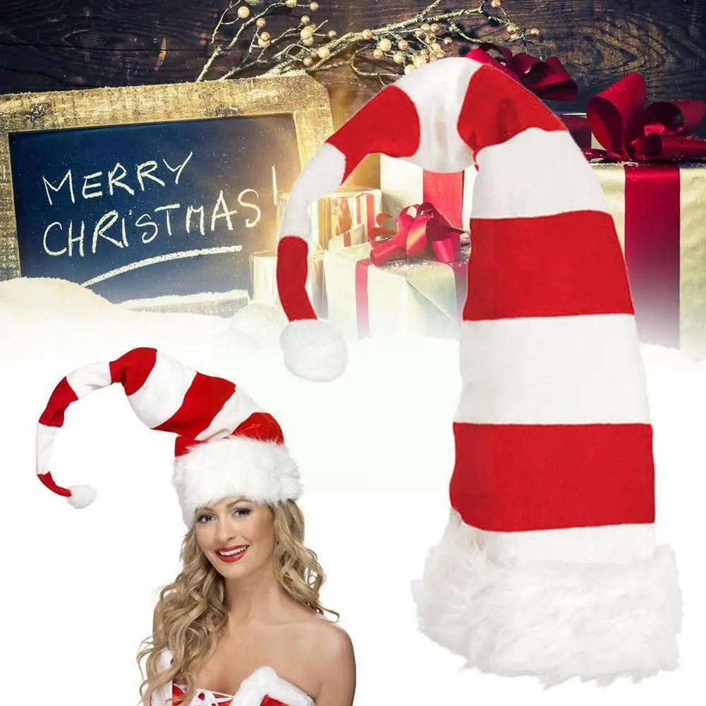 

1pc Funny Party Hats Christmas Hats Long Striped Felt Hat Party Elf Accessory Christmas Plush Hats Theme Holiday L2a9
