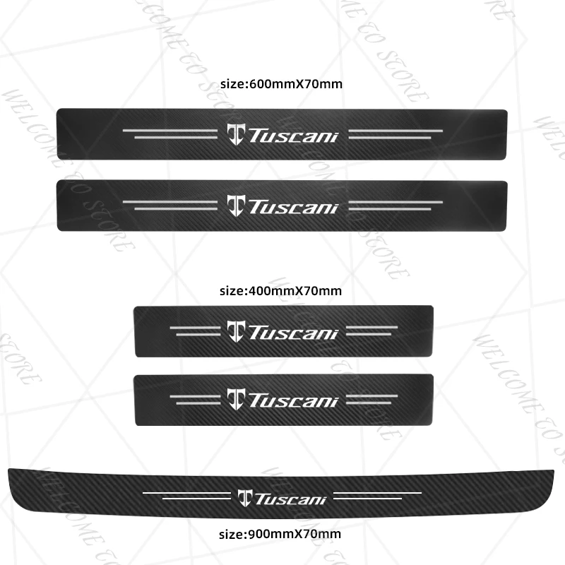 

Для Tuscani LOGO Rohens Coupe Tiburon 4/5 шт. 1 комплект из углеродного волокна, защита на порог автомобиля, защитная крышка багажника, наклейки, аксессуары