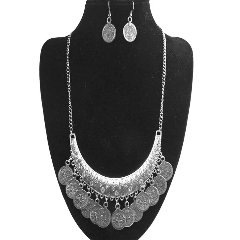 2шт красивые металлические простые универсальные серьги-ожерелья-монеты для