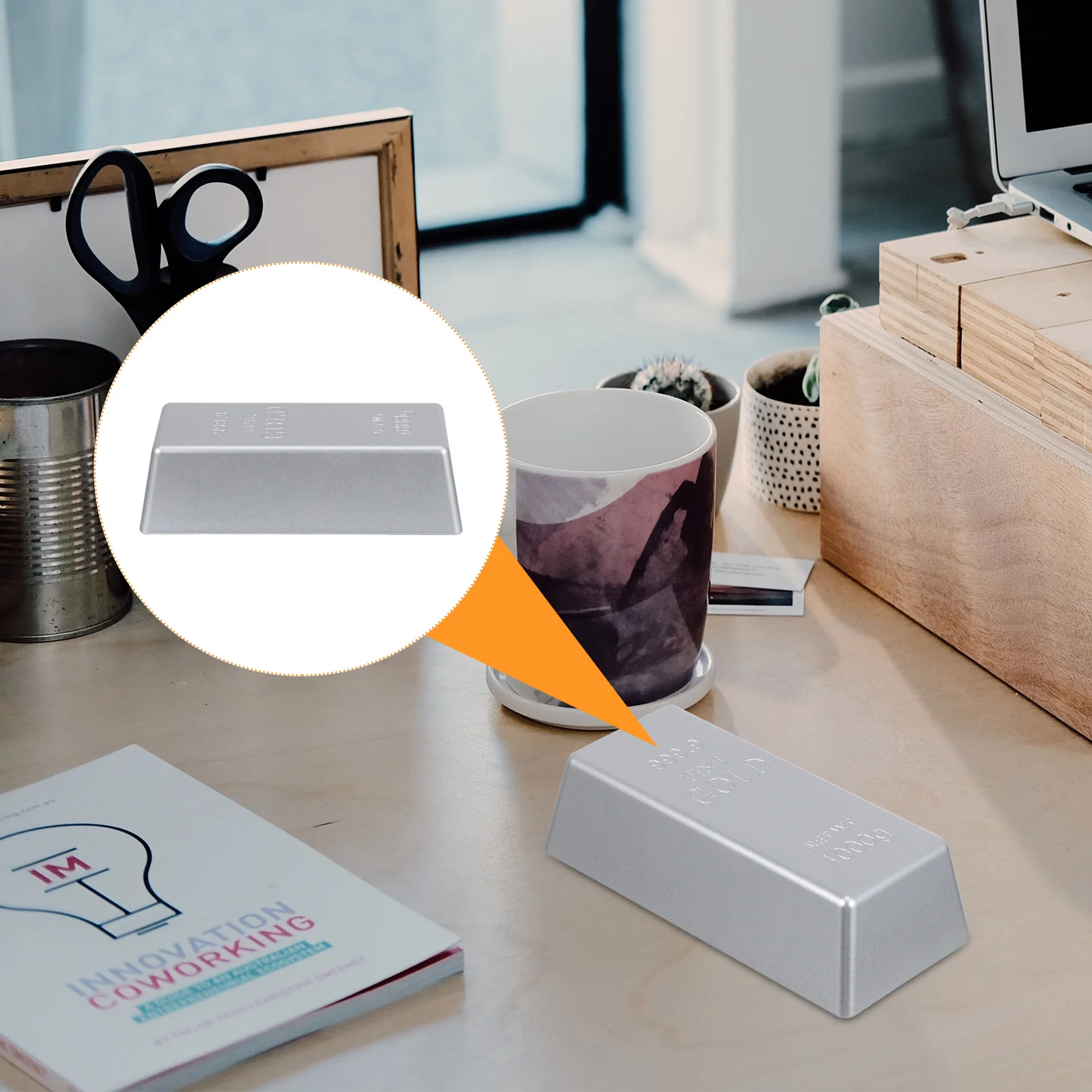 

Silver Bullion Artificial Bar Light House Decorations Home Plastic Brick Toy Simulation Playthings Hollow Prop