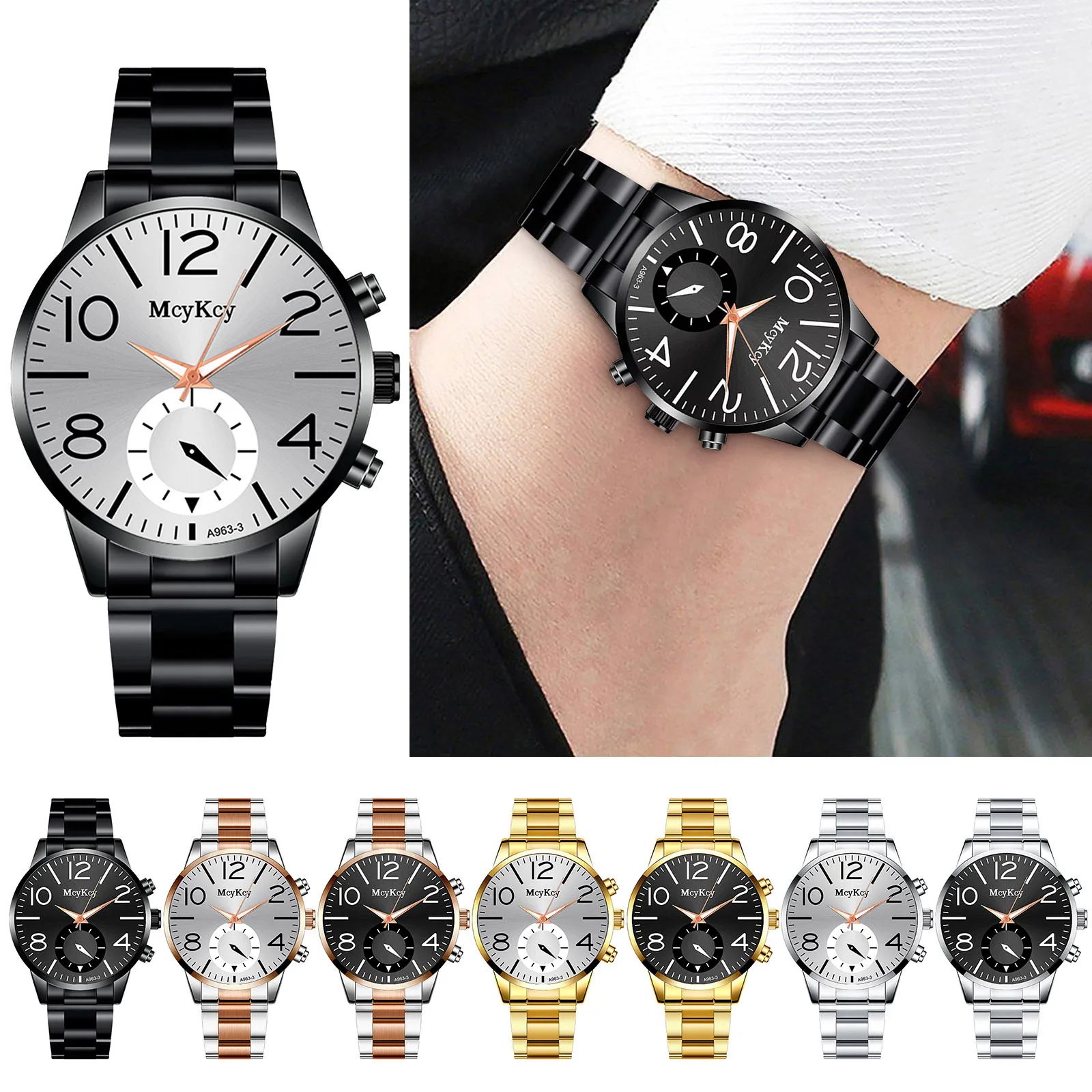 

Classic Stainless Steel Strap Business Watch Casual Wrist Watches for Men