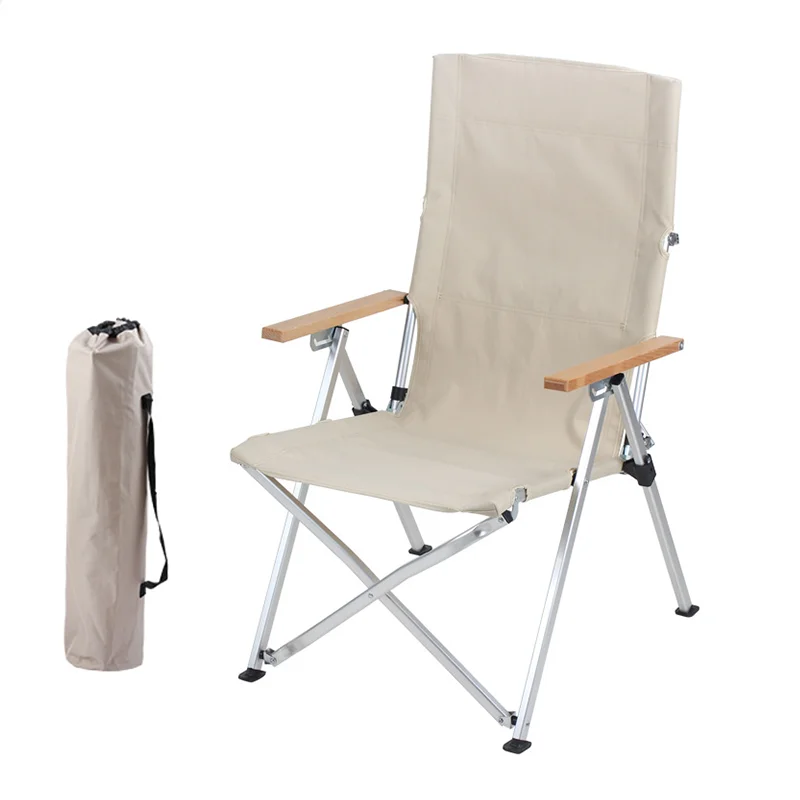 

Outdoor camping beach folding chair with three adjustable aluminum alloy recliner and leisure fishing barbecue recliner