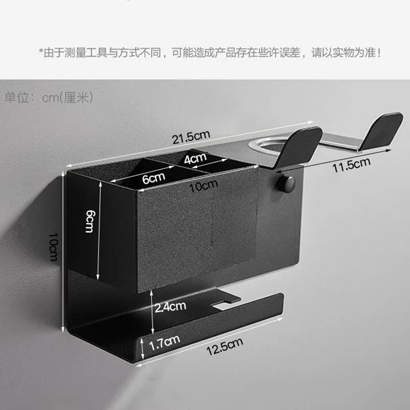 aluminum bathroom shelf organizer on the wall without drilling hair dryer holder black rack housekeeper bathroom accessories free global shipping