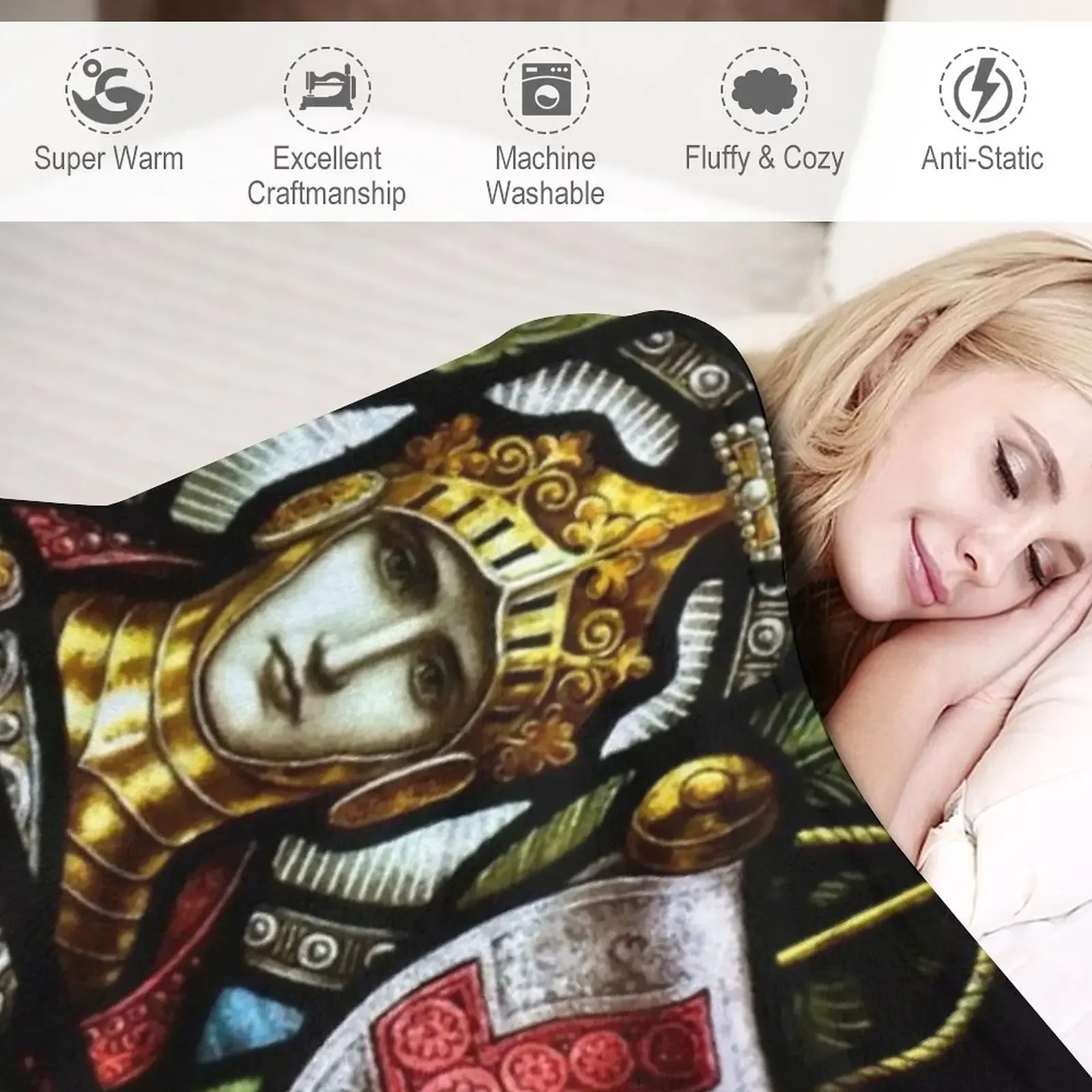 Одеяло HD из витражного стекла с изображением арчангеля Майкла Кристиана Креста