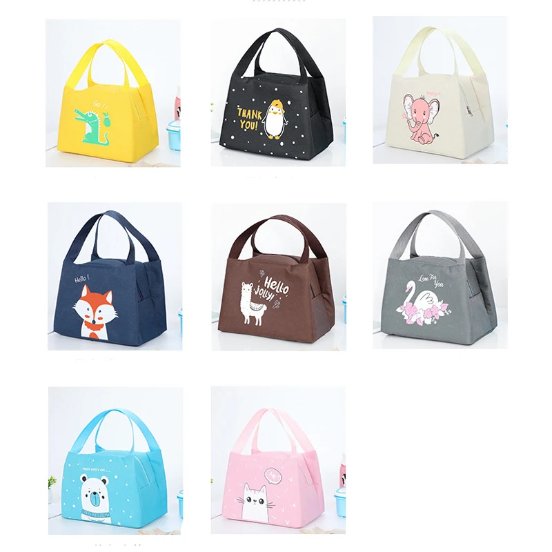 

YUECIMIE, милая Изолированная Термосумка, портативная Детская сумка для ланча на молнии с принтом животных, с молнией для женщин и девочек