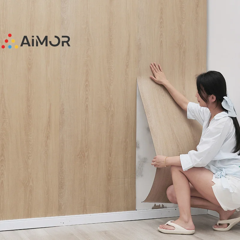 

Обои из ПВХ, 3D водонепроницаемые самоклеящиеся наклейки для пола в стиле обновления, наклейка на стену, утолщенное износостойкое украшение для дома с текстурой древесины