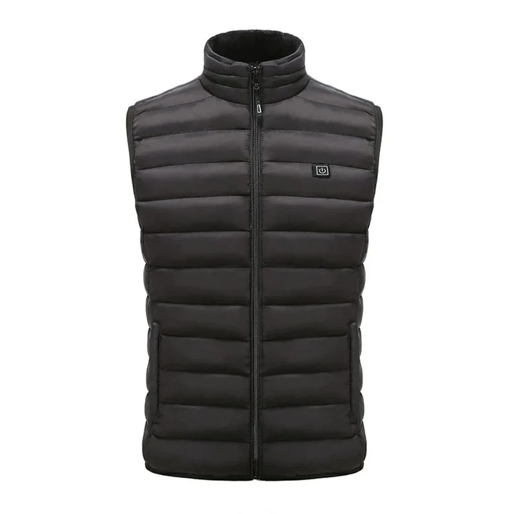 Zone 9 Heated vest autumn and winter men stand collar thickened stone thin ink USB hot vest large size vest