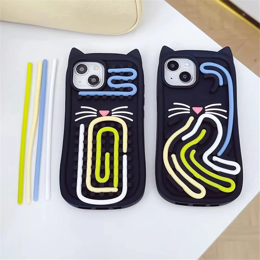 Милый кот креативная съемная игра-головоломка забавный чехол для телефона