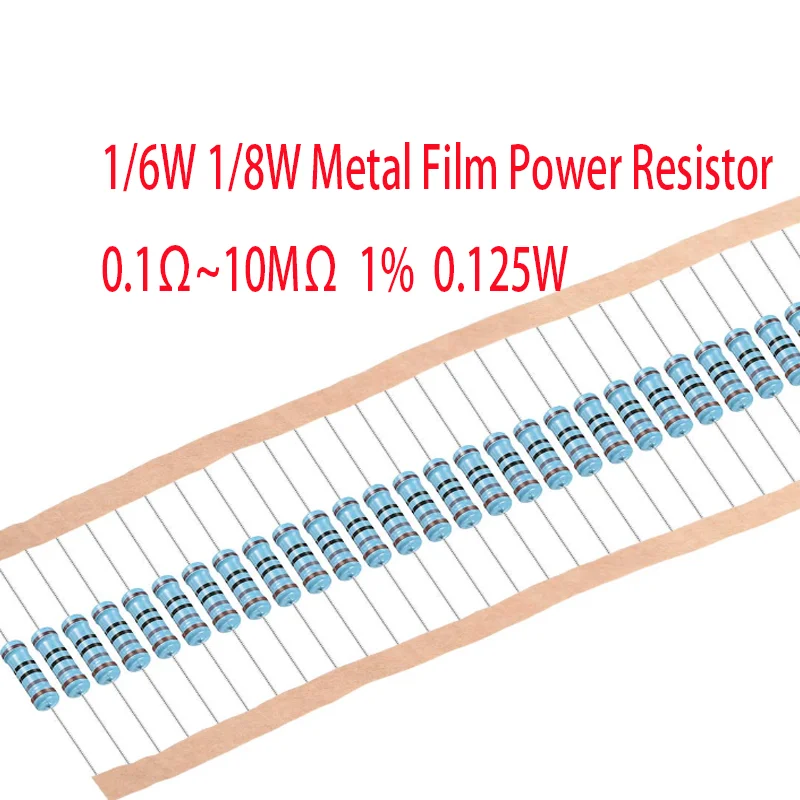 

1/6W 1/8W 0.125W Metal Film Resistor Five Ring Power Resistor 0.1~1M 3.3 4.7 10R 47 100 220 360 470 1K 2.2K 10K 22K 4.7K 100KOhm