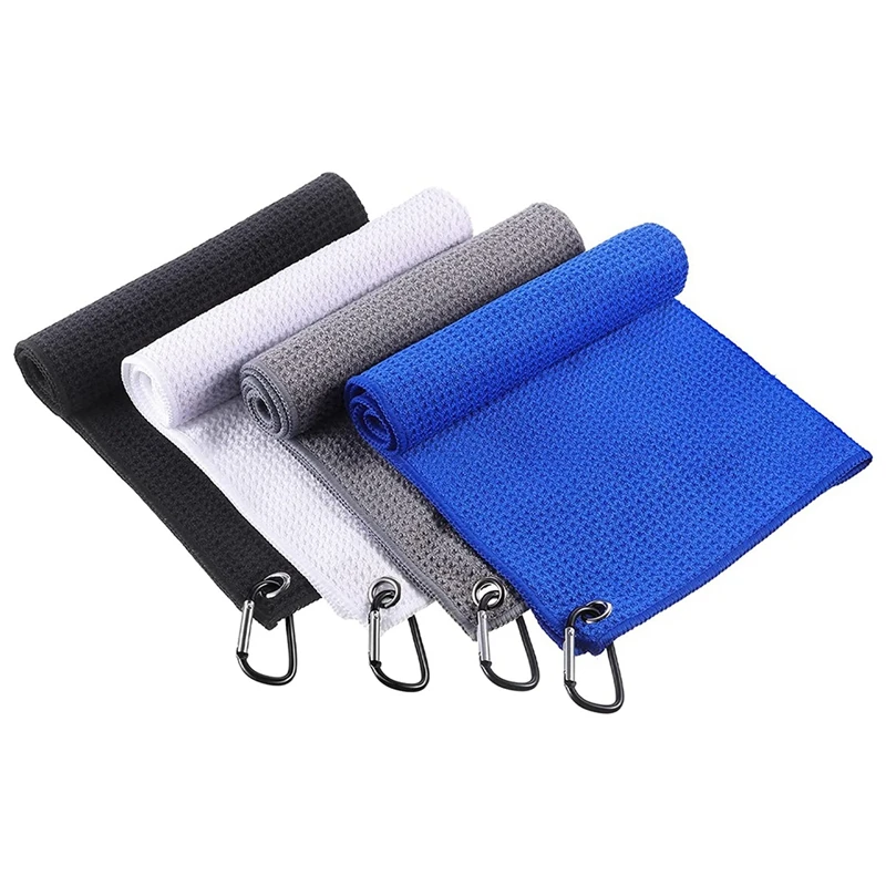 

4Pcs Microfiber Fabric Golf Towel Golf Bag Towel With Clip Pattern Golf Accessories For Men Women Golf Ball