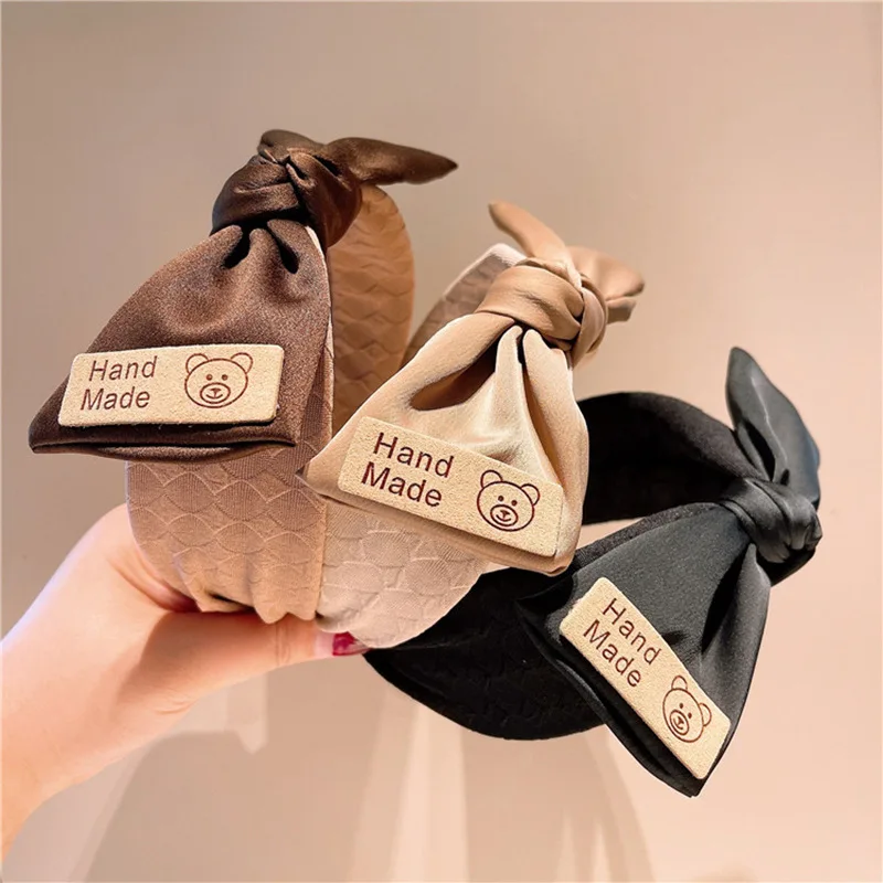 

Korean Cute Bear Bow Scarf Headband French Style Temperament Headband Simple Washing Face Hair Band Hair Accessories