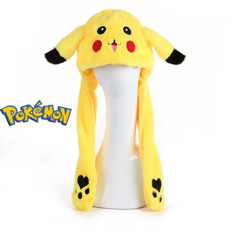 

Милые плюшевые наушники в виде покемона Пикачу, кролика, забавная Милая мультяшная шапка, мигающие уши, подвижные куклы, подарки, фигурки, иг...