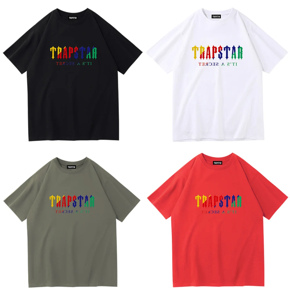 

TRAPSTAR 2023 Men's and Women's Classic Letter Leisure Fashion Trend Pure Cotton Simple Street HIP-HOP T-shirt Boyfriend Gift
