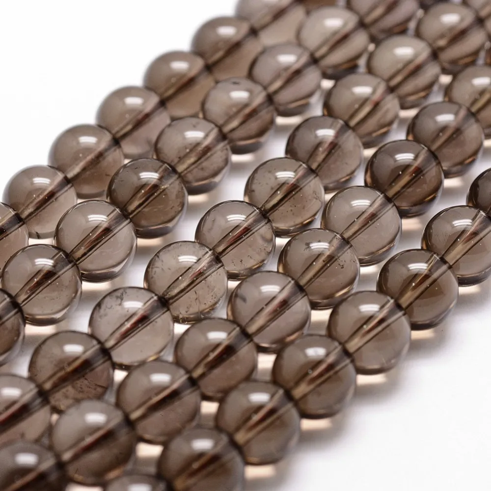 

NBEADS 48PCS/Strand Smoky Quartz Bead Strands Round 8mm Hole: 1mm about 48pcs/strand 15.5 inch