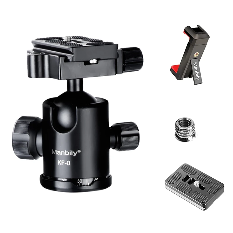 

Manbily KF-0 Camera Tripod Ball Head Panoramic Photography Ball Head 3/8Inch Screw Slide Rail Head With Quick Release Plate