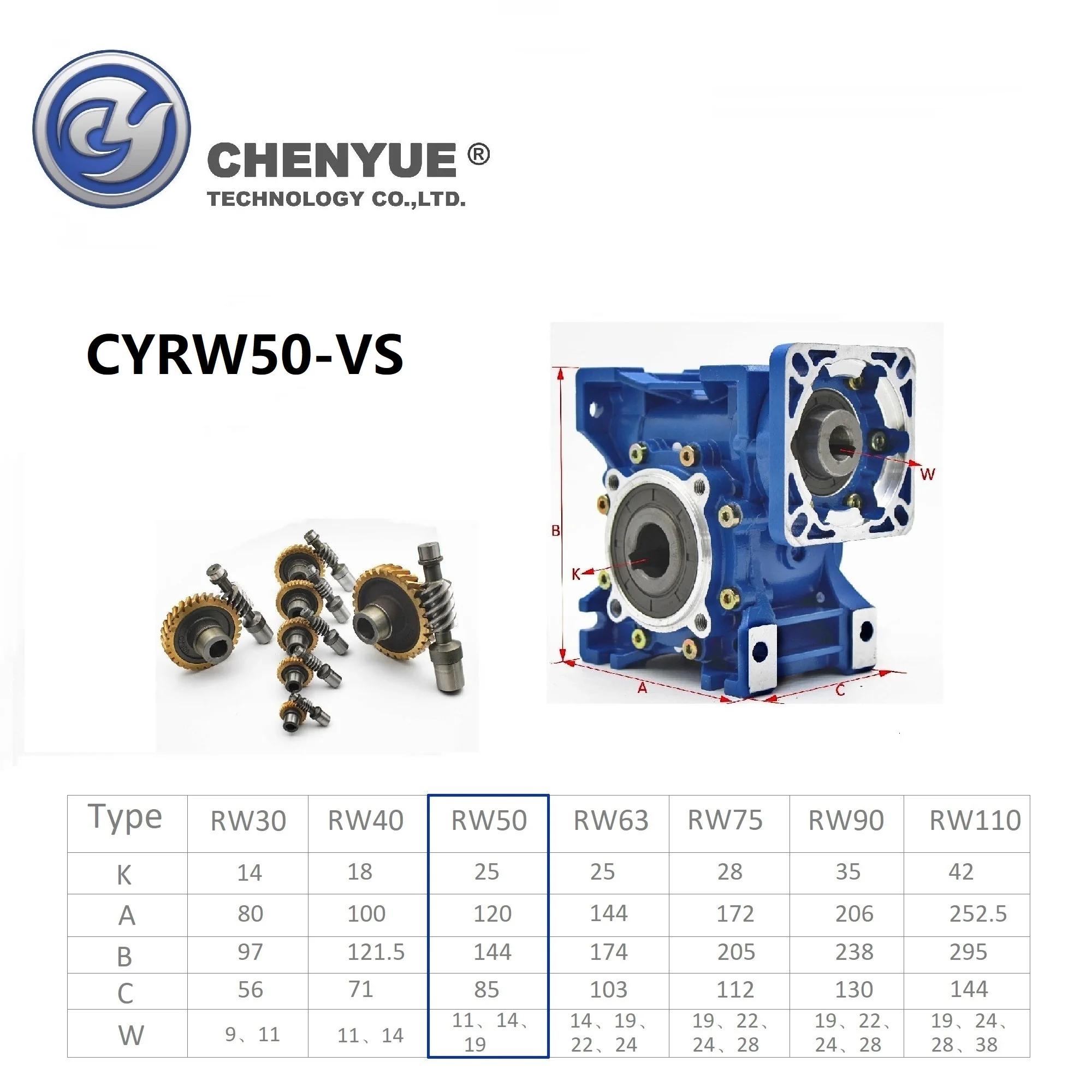 Червячная коробка передач CHENYUE для бесплатного обслуживания циркуль 050-VS вход
