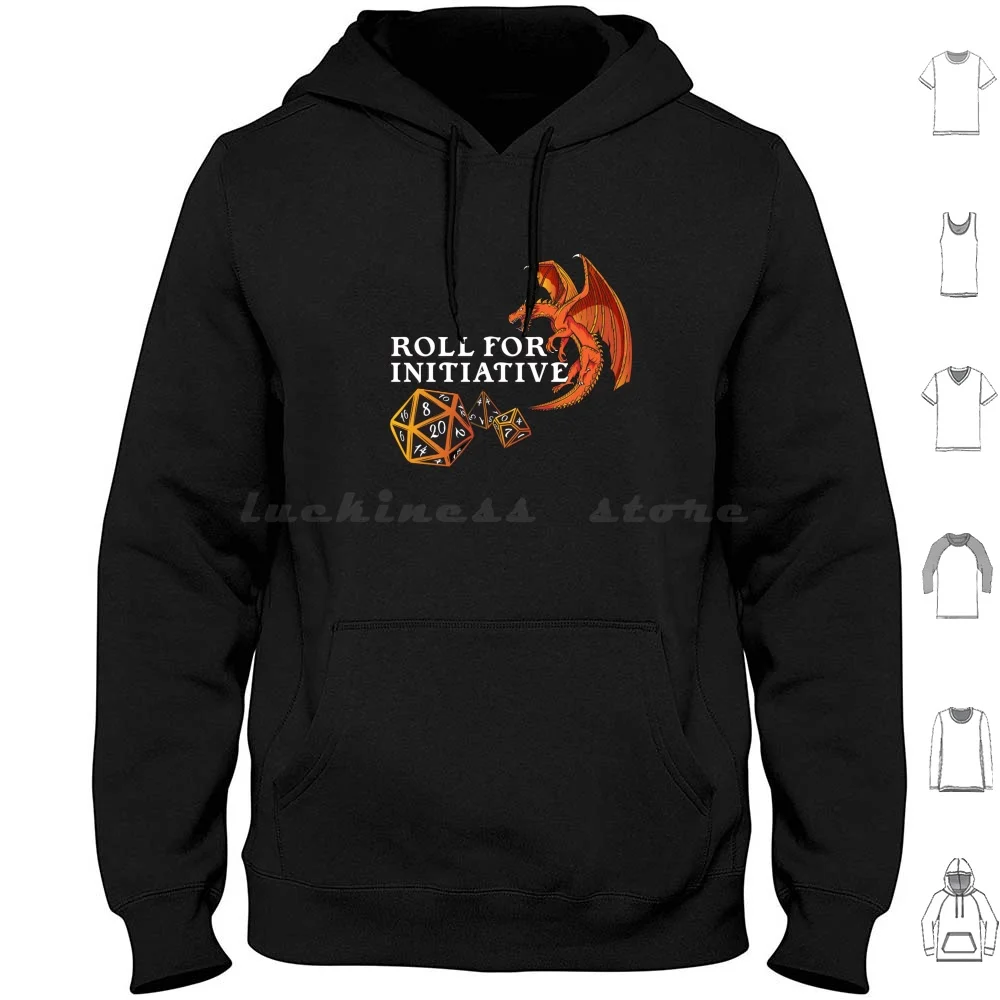 

Initiative Dragon D20 , Dice , Hoodies Long Sleeve Pathfinder D20 Rpg Dnd D D Dragon Black Geekreaper Skull Bones D4