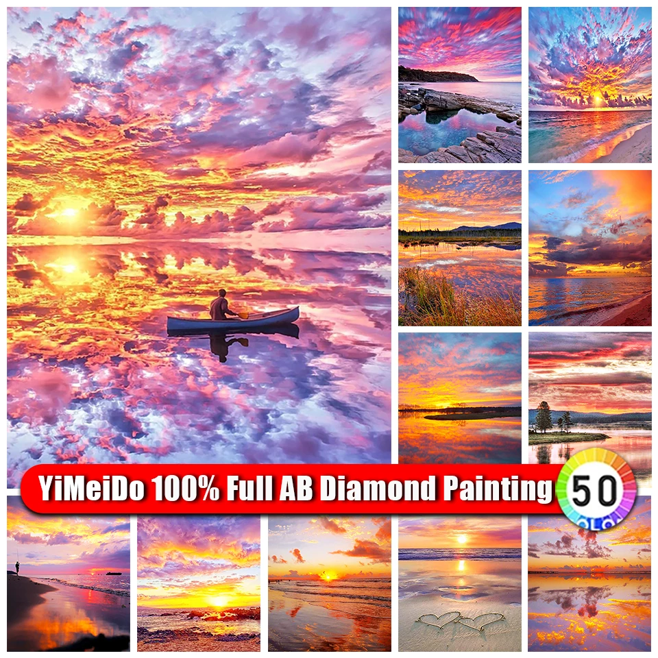 

YiMeiDo 100% AB Diamond Painting Surface Reflection Zipper bag Full Drill Diamond Embroidery Mosaic Landscape Kits Home Decor