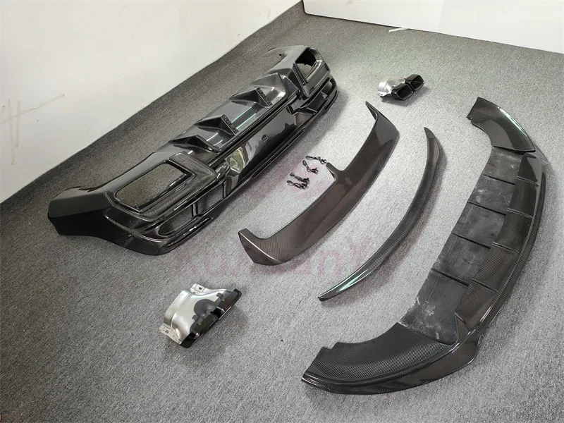 Настоящее углеродное волокно передняя губа задний диффузор спойлер на крышу