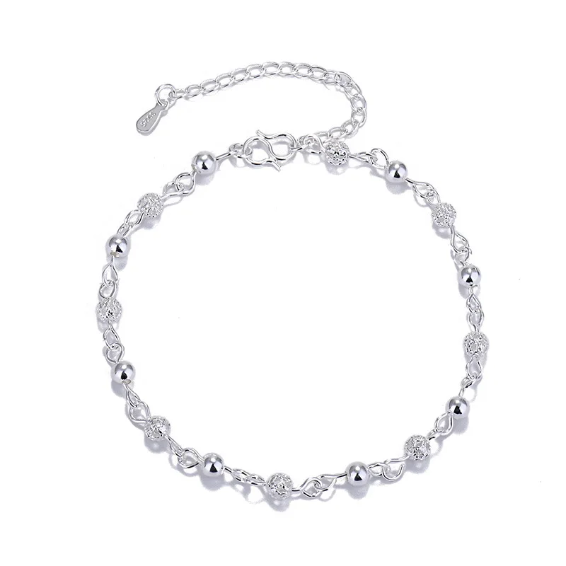 Женский браслет из серебра 925 пробы с шариками и бусинами