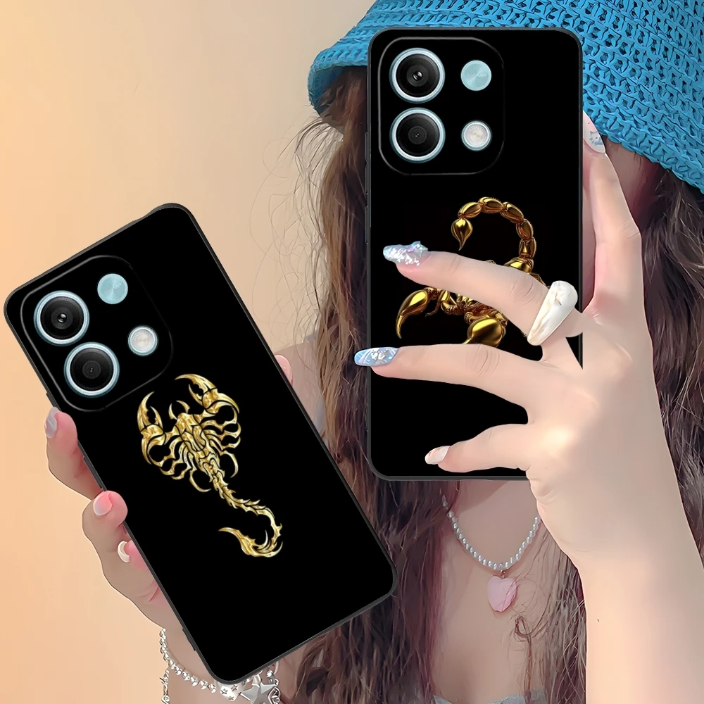 Colored Golden Scorpio Mobile Cell Phone Case for Xiaomi Redmi Note 13 12 11 10 9 8 7 6 S A Pro Lite Plus 5G Black Cover Shell