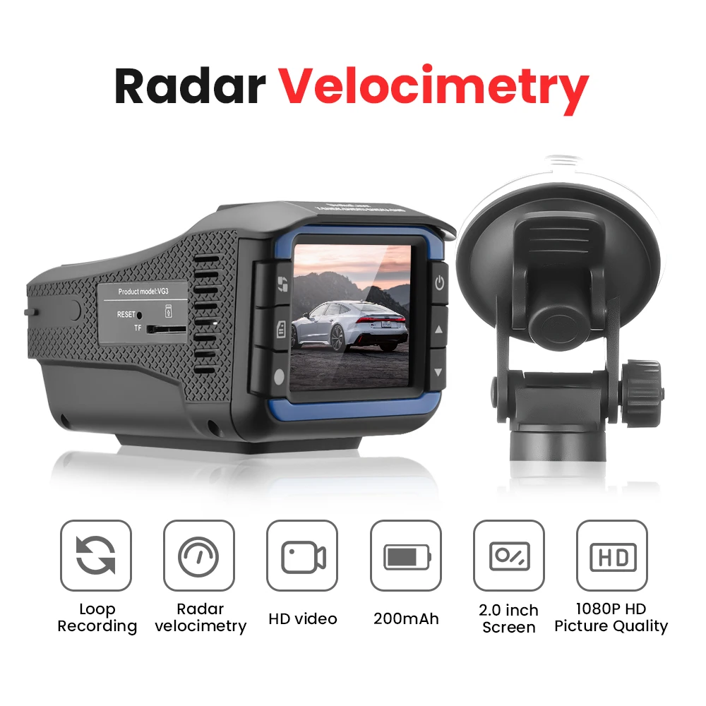 

VG3 Anti Radar Detector Car Dash Cam 1080P Full HD Dashboard Camera With English Russian Voice Alerts 24-Hour Parking Car DVR