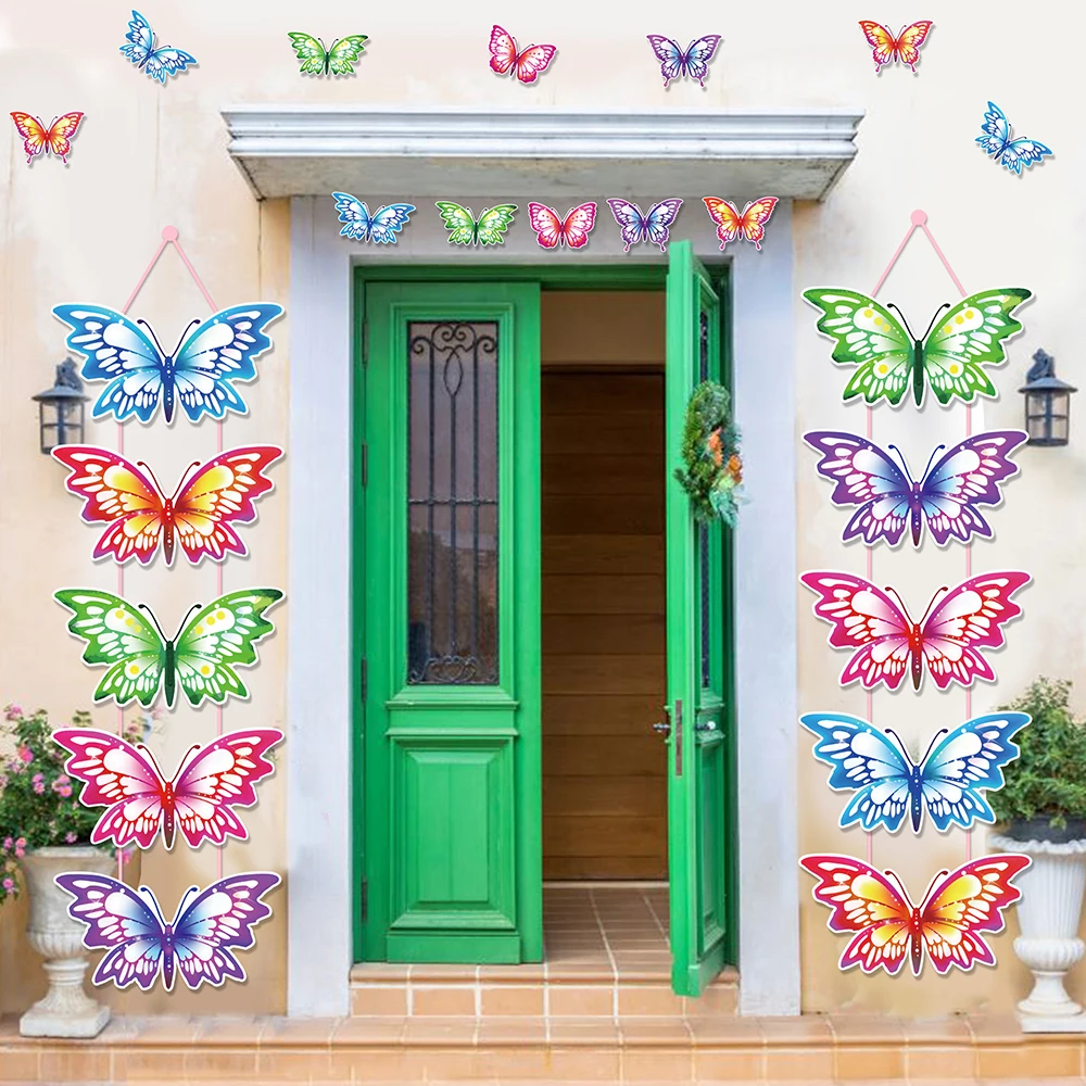 

Мультяшные весенние бабочки цветок насекомых день рождения настенный баннер дверь парные фоны Декорации для вечеринки Baby Shower