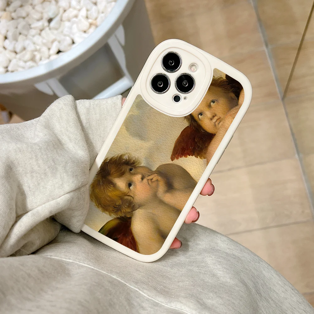 Рафаэль углы и Cherubs чехол для телефона IPhone 11 12 13 14 15 Plus Pro Max пу кожа силиконовый