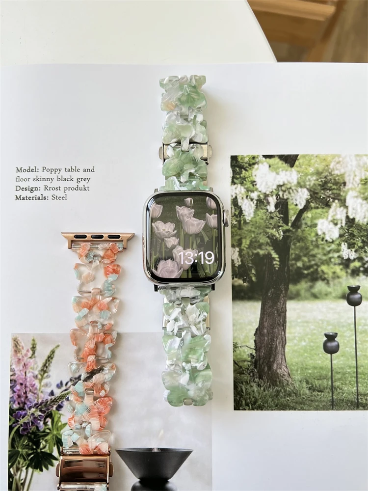 Ремешок резиновый для Apple Watch Band 41 мм 45 44 40 42 38 подарок Dream Butterfly женский браслет Iwatch