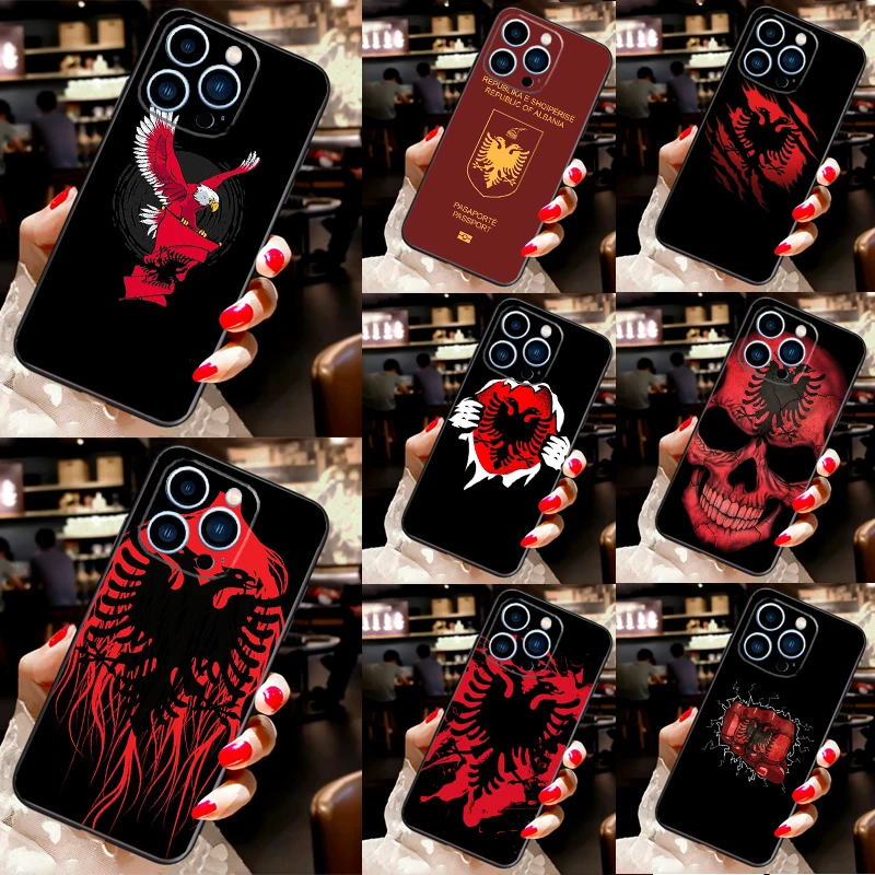 Чехол с флагом албанского Орла для iPhone X XR XS Max 7 8 Plus чехол Apple 11 12 13 14 Pro Mini SE 2020 -