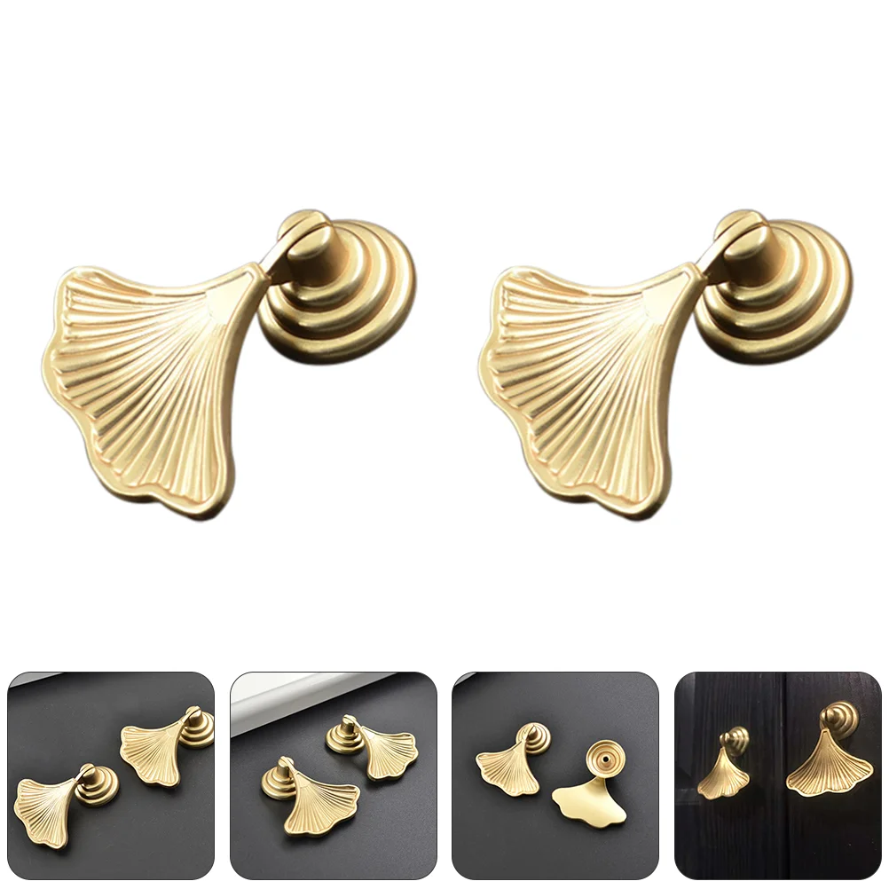 

Knob Cabinet Knobshandle Door Wardrobe Dresser Brass Leaf Ginkgo Furniture Handles Kitchen Cupboard Closet Drawer Shape Wood Fan