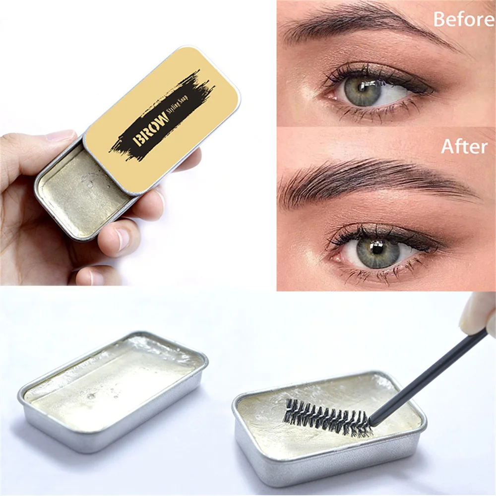

1Pcs Natural Transparent Eyebrow Styling Pomade Styling Soap Eyebrow Gel Wax Fixed Brush Makeup For Women's Eyebrow Makeup Tools
