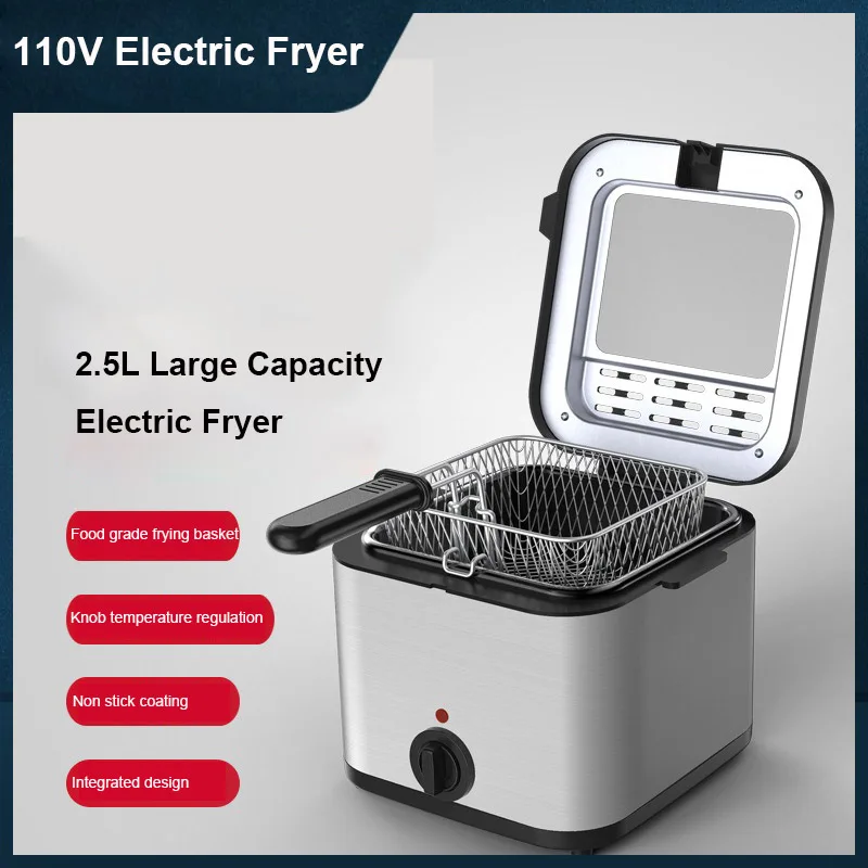 

Electric Deep Fryer 2.5L French Frie Frying Machine Oven Hot Pot Fried Chicken Grill Banana Non Stick Coating For Home