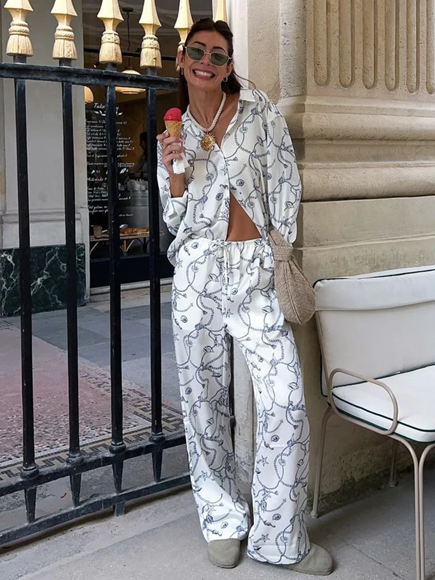 Marthaqiqi с принтом женская ночная рубашка костюм отложным воротником длинными