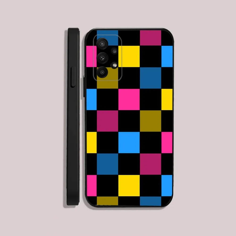 Checkerboard checked Board Phone Case For Samsung S25 23 22 30 24 10 9 Ultra Plus Lite FE 5G Black Soft