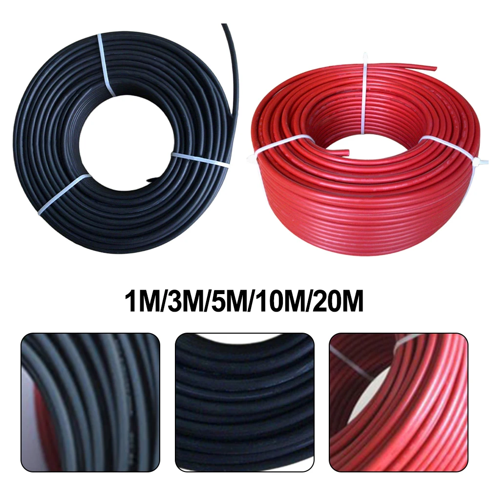 

1 Pair Solar Panel Extension Cable Copper Wire 3/5/10/20M 10AWG Black And Red With Solar PV Cable Connectors