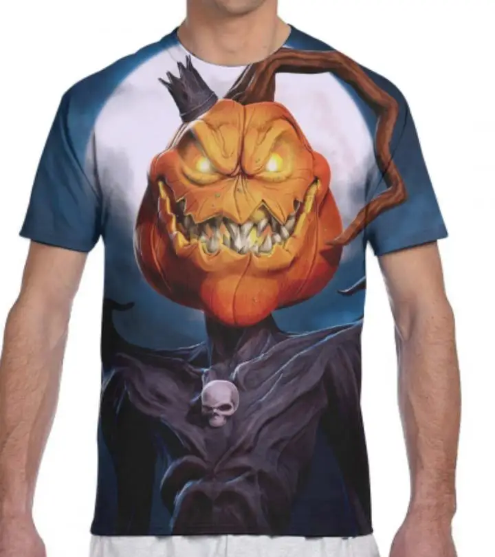 

New Summer Casual Fashion Halloween Pumpkin Lantern T-shirt Children Unisex Clothes Horror Oversized Breathable Quick Dry T-shir
